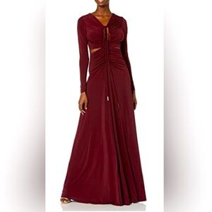 Halston Merlot Burgundy Jersey Tunnel Tie Cocktail
Gown Formal NWT